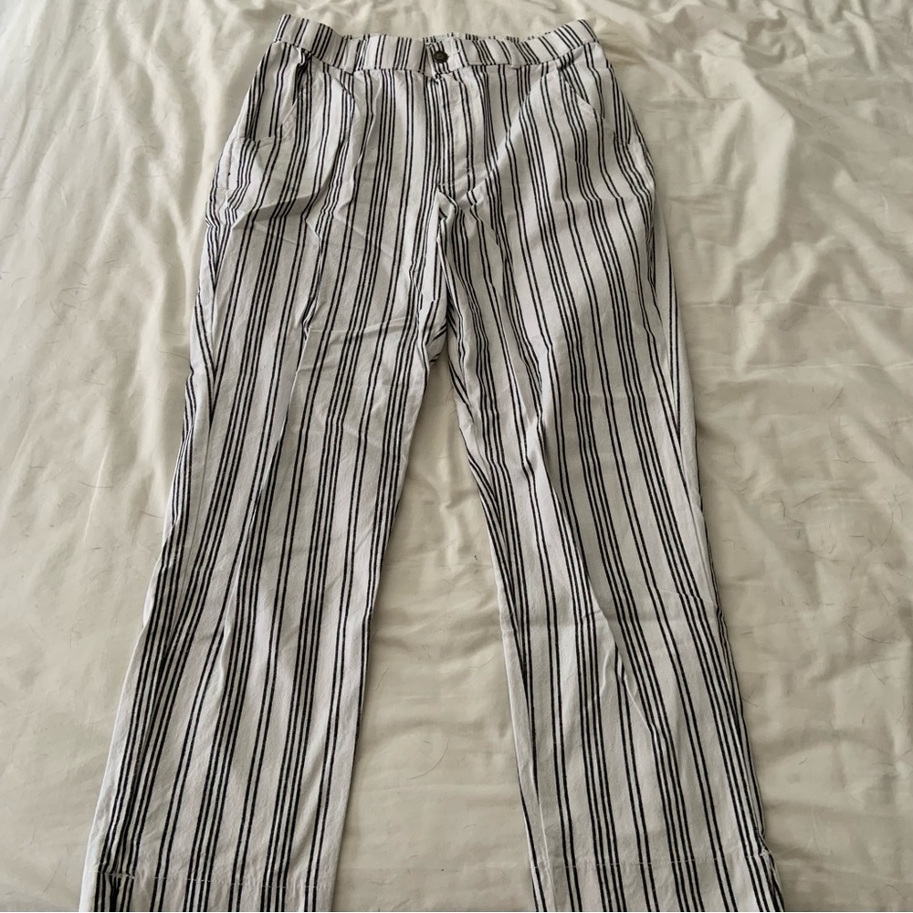 Hollister ultra high rise white striped pants